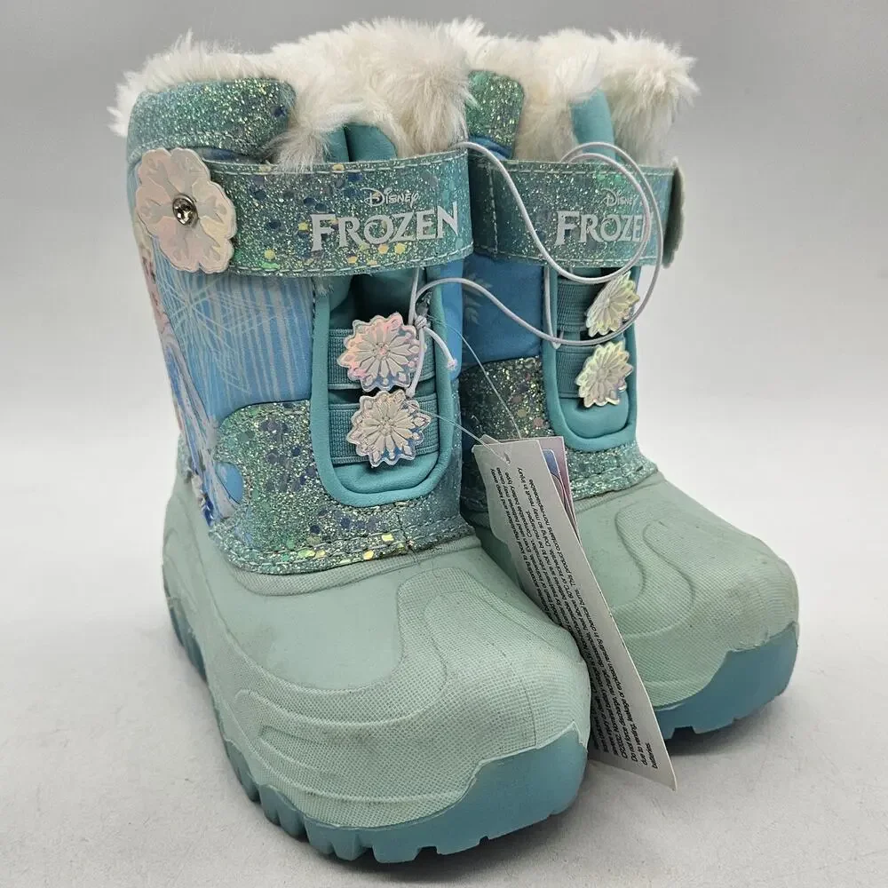 Disney Frozen Toddler Girls Size 9 Winter Snow Boots Light-Up Fuzzy Inside